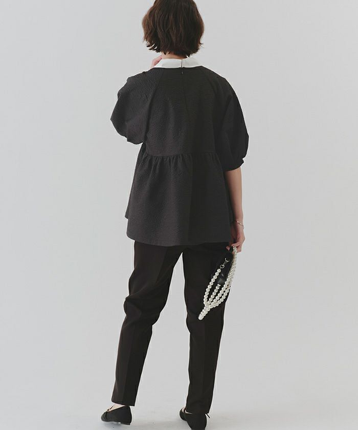 美品　liten　ペプラムデザイントップス つけ襟付きペプラムデザイントップス | titivate
