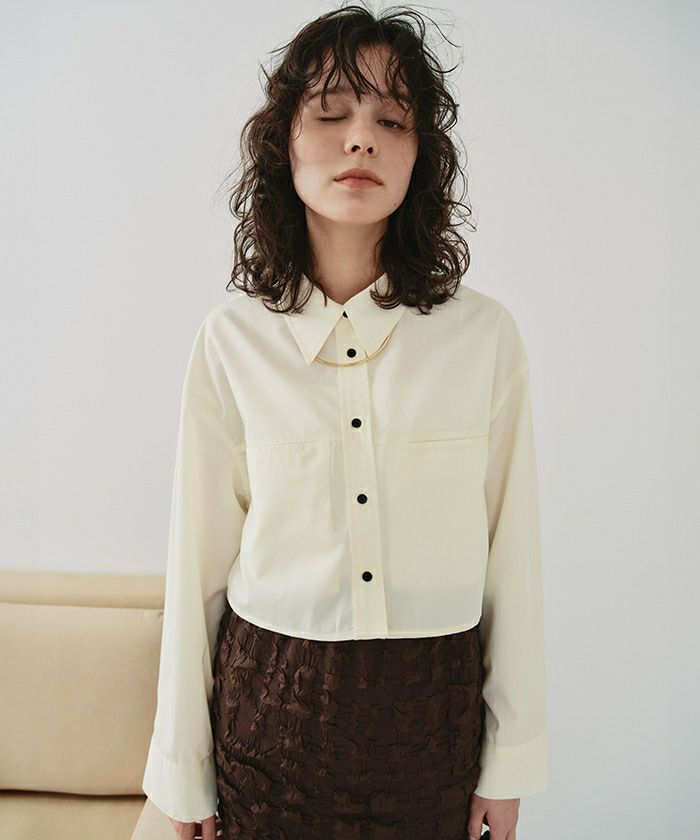 ロングスリーブクロップドポケットシャツ【メール便可／100】 | titivate