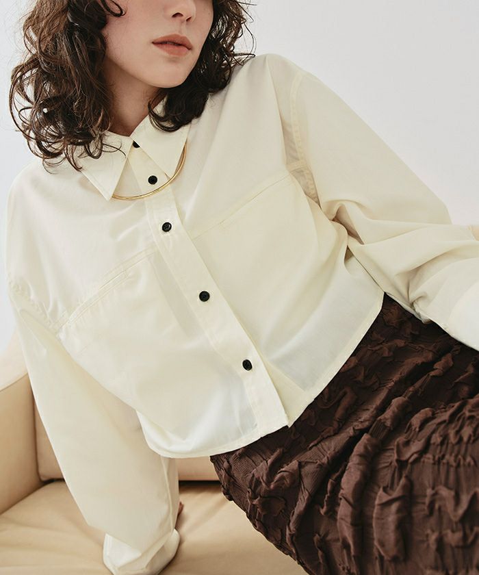 ロングスリーブクロップドポケットシャツ【メール便可／100】 | titivate