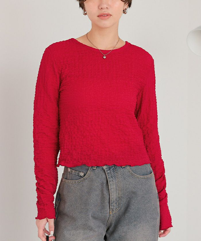 前後2wayポコポコジャガードトップス | titivate