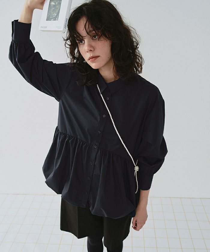 襟付ヘムバルーンシャツ | titivate