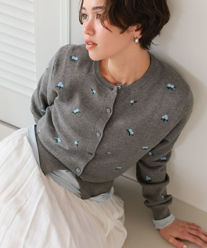 フラワー刺繍カーディガン | titivate