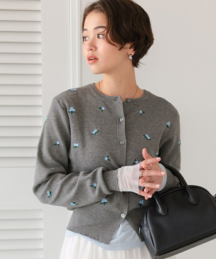 フラワー刺繍カーディガン | titivate