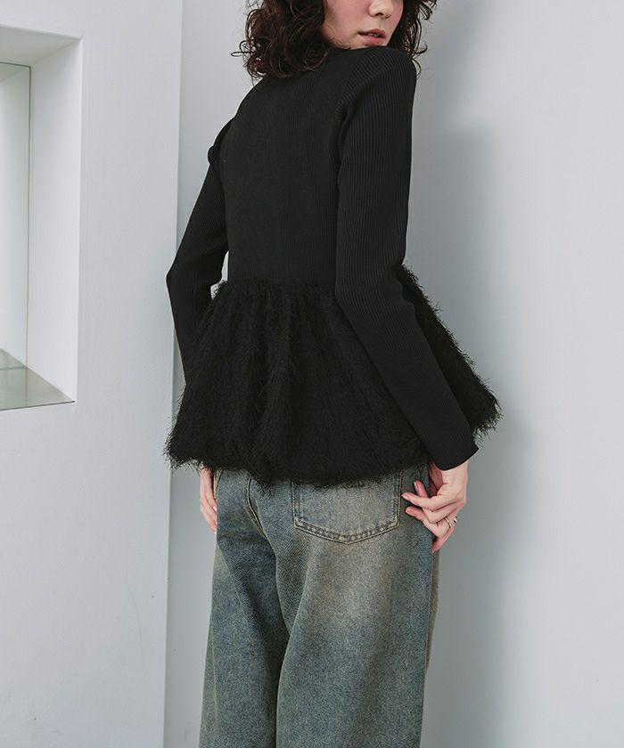 ドッキングペプラムニットトップス | titivate