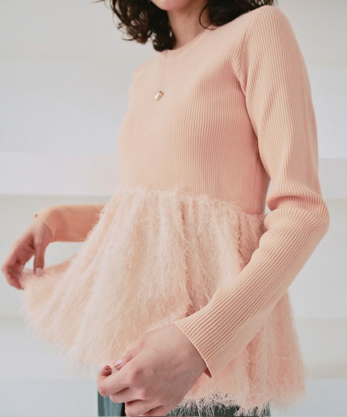 ドッキングペプラムニットトップス | titivate