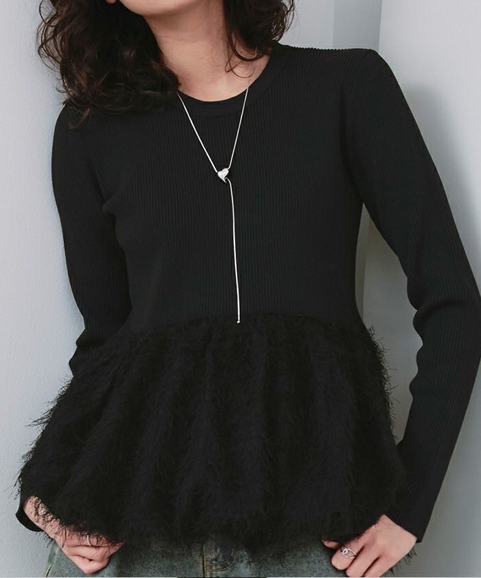 ドッキングペプラムニットトップス | titivate