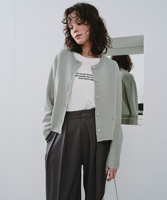ビジュー釦ニットカーディガン | titivate