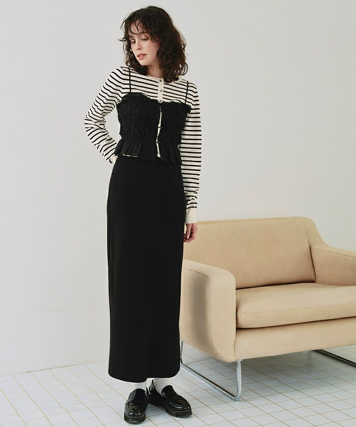 クルーネックニットカーディガン/トップス【メール便可／100】 | titivate