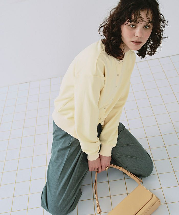 前後2wayスナップ釦スウェットカーディガン | titivate