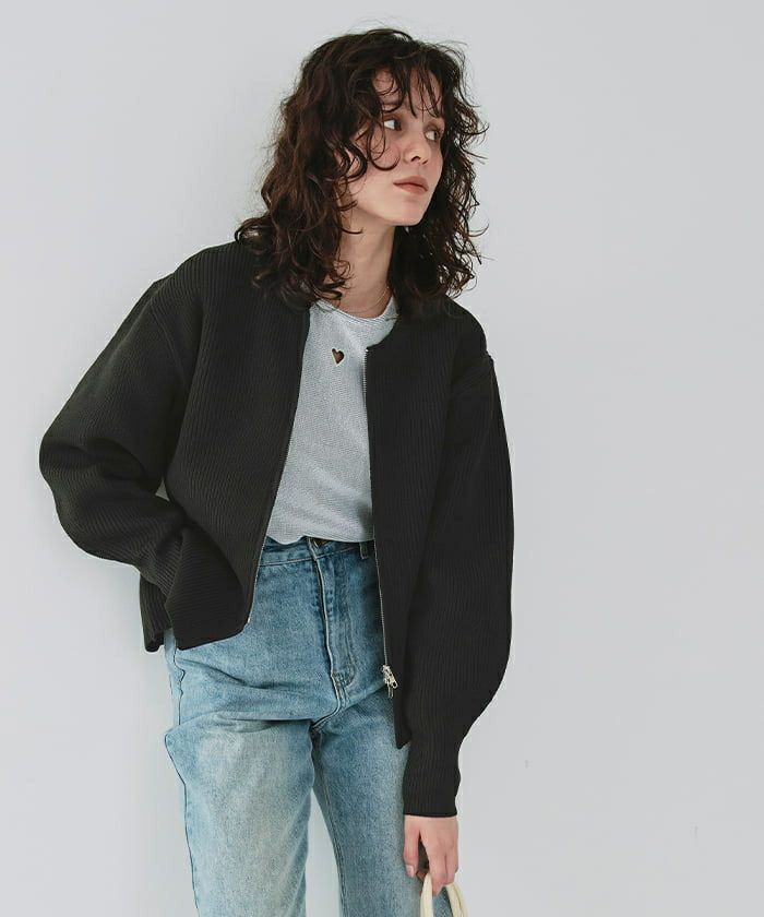 Wジップペプラムニットカーディガン | titivate