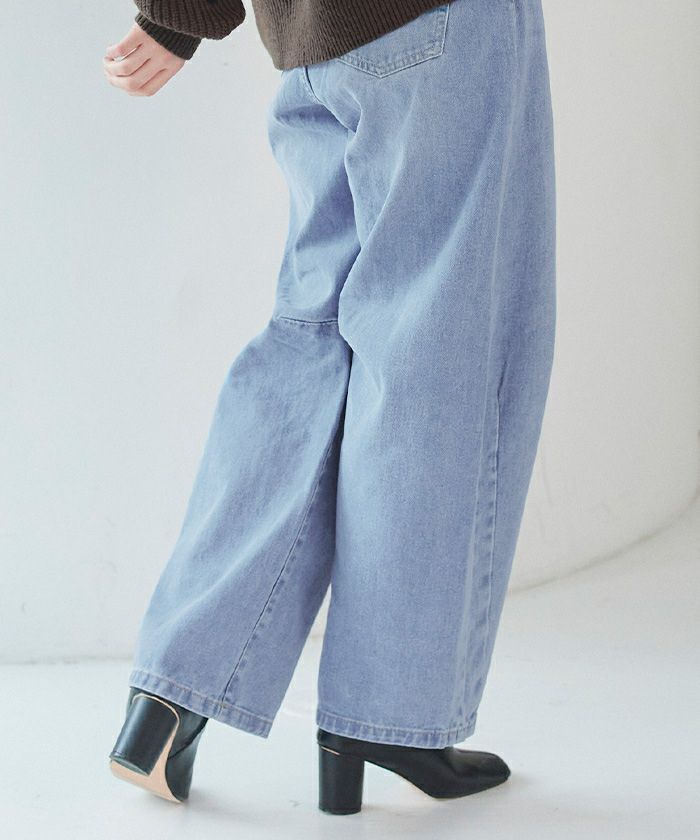プライオリティ デニムカーブパンツ REAL STYLE（ファッション） デニムパンツ レディース ワイド