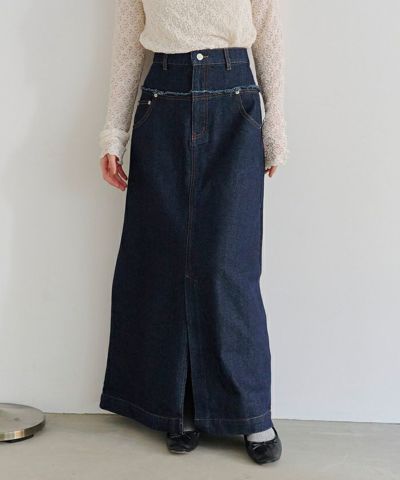 デニム切り替えストレートスカート | titivate