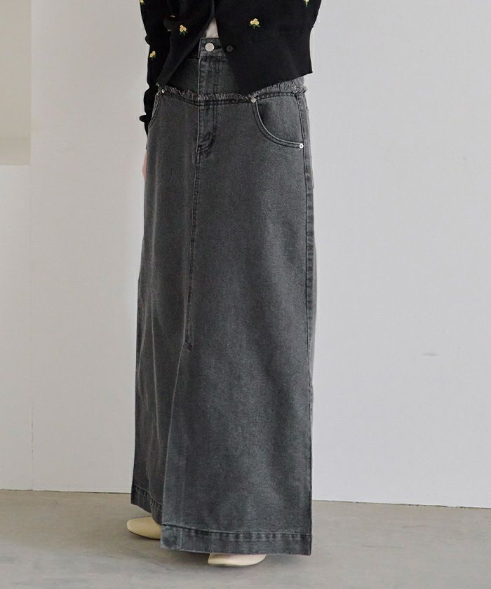 デニム切り替えストレートスカート | titivate