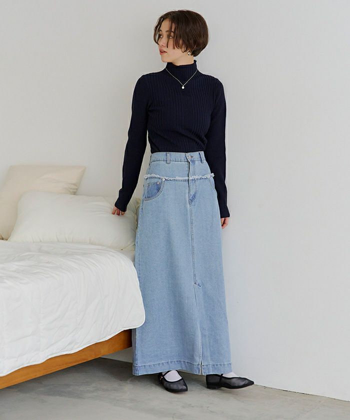 デニム切り替えストレートスカート | titivate