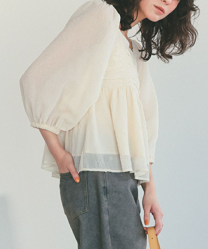 amel シアージャガードペプラムトップス LILY BROWN（リリーブラウン）の「シアージャガードペプラム