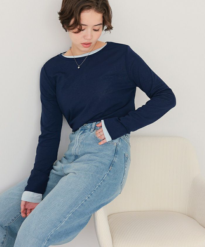 シアーカットソーロングスリーブトップス【メール便可／95】 | titivate