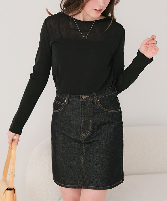 シアーカットソーロングスリーブトップス【メール便可／95】 | titivate