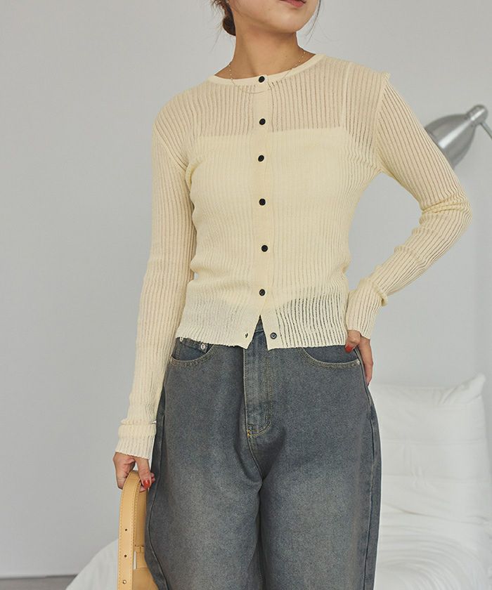 Sheer RIB 2wayカーディガン Sheer RIB 2wayカーディガン