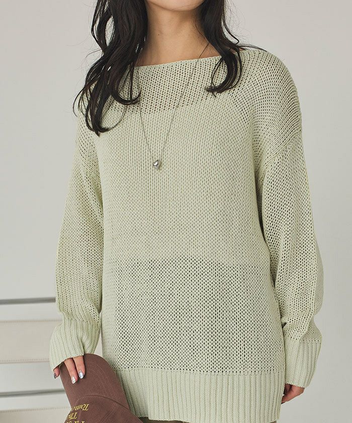 ぼにょページ ボートネックローゲージニットプルオーバー | titivate