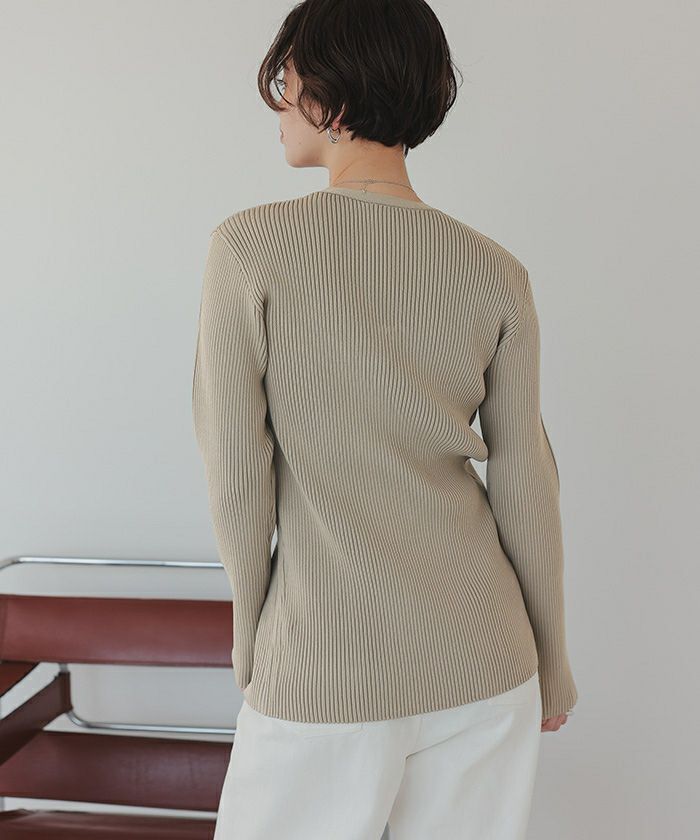 スリムアップジップニットカーディガン | titivate