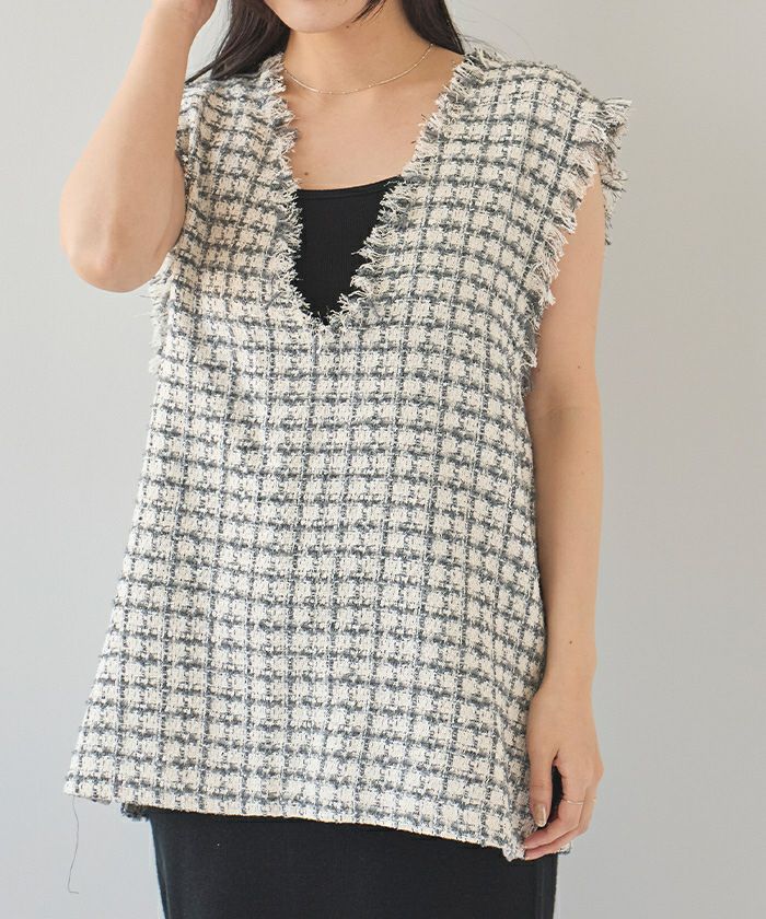 フリンジツイードベスト【メール便可／100】 | titivate