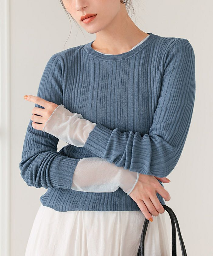 クルーネックランダムリブシアーニット【メール便可／90】 | titivate