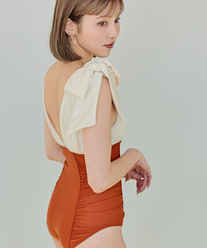 深Vネックシンプルワンピース/水着【SEADRESS シードレス】 | titivate