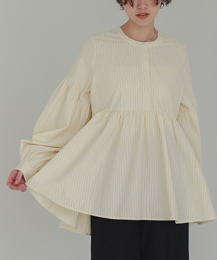 カラフルボリュームシャツ She's Closet ブラウス シャツ ボリュームスリーブレギュラー