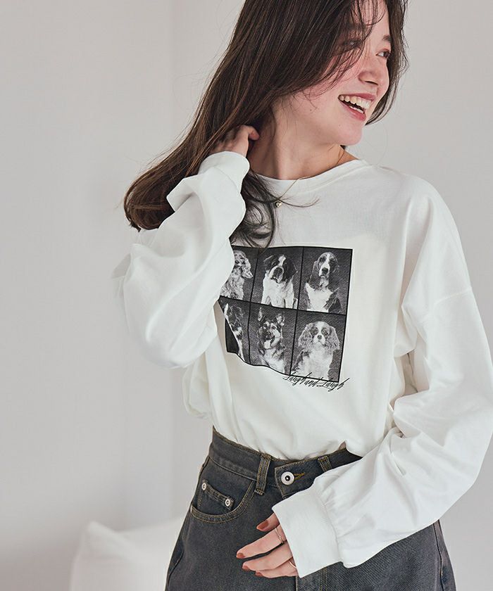 ドッグフォトプリントビッグロングTシャツ | titivate