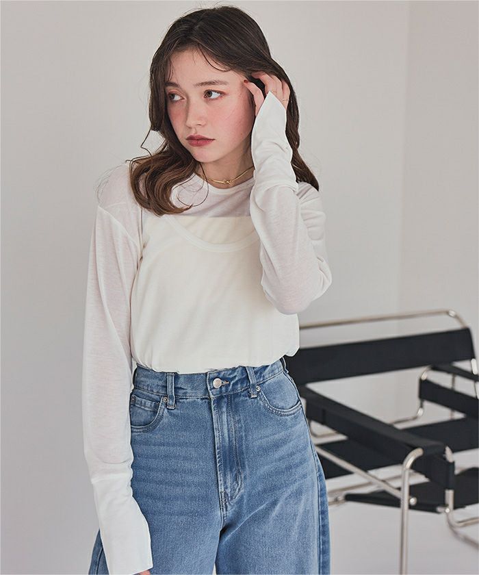 Uネック/タンクレイヤードトップス【メール便可／100】 | titivate