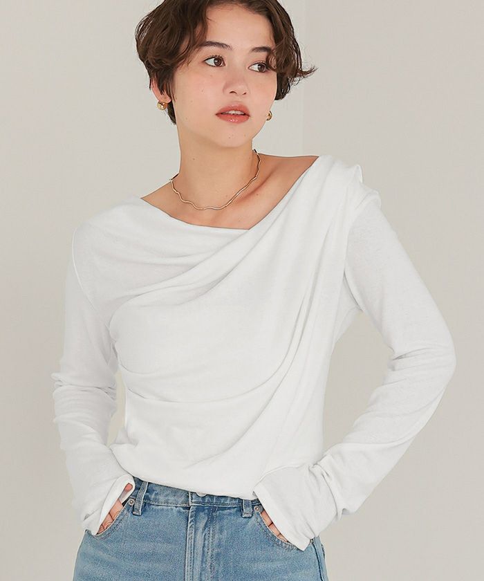 オフショルダーロングスリーブTシャツ【メール便可／100】 | titivate