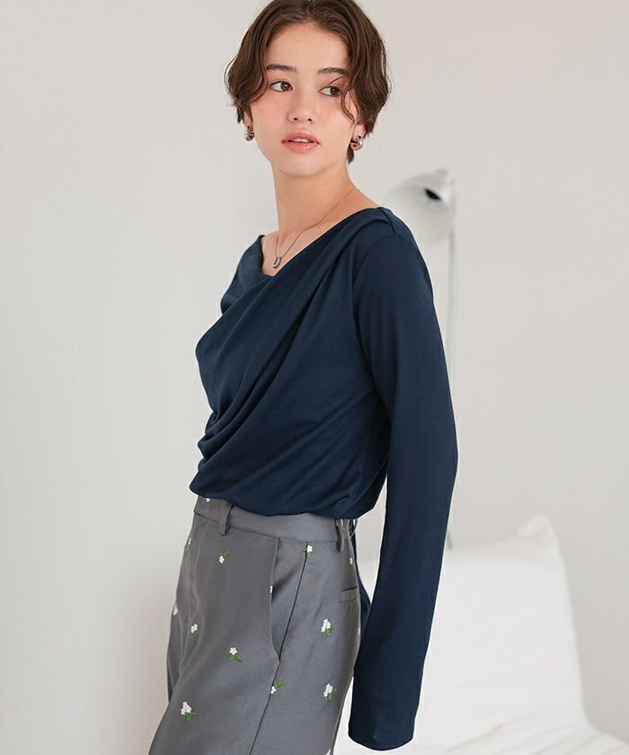 VERONICA オフショルダー オフショルダーロングスリーブTシャツ【メール便可／100