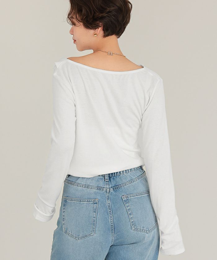 オフショルダーロングスリーブTシャツ【メール便可／100】 | titivate