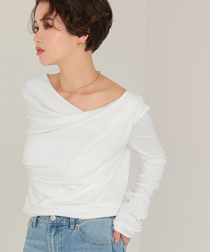 オフショルダーロングスリーブTシャツ【メール便可／100】 | titivate