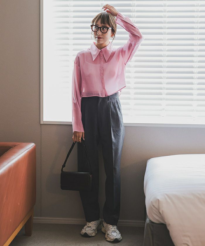 デザイン襟シアーシャツ【メール便可／100】 | titivate