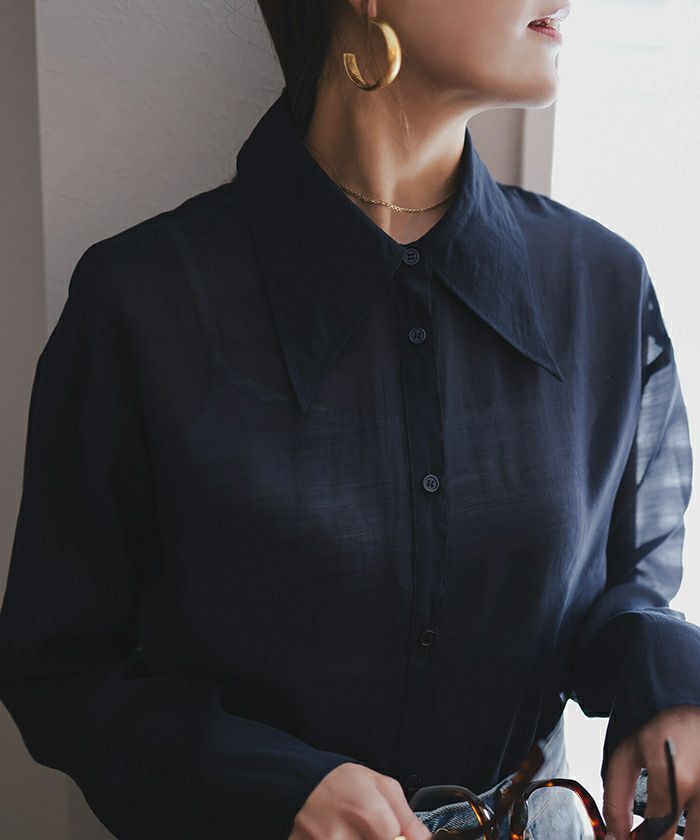 デザイン襟シアーシャツ【メール便可／100】 | titivate