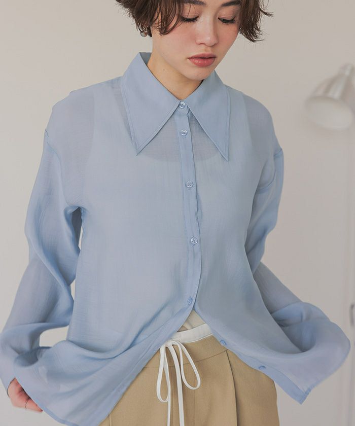 デザイン襟シアーシャツ【メール便可／100】 | titivate