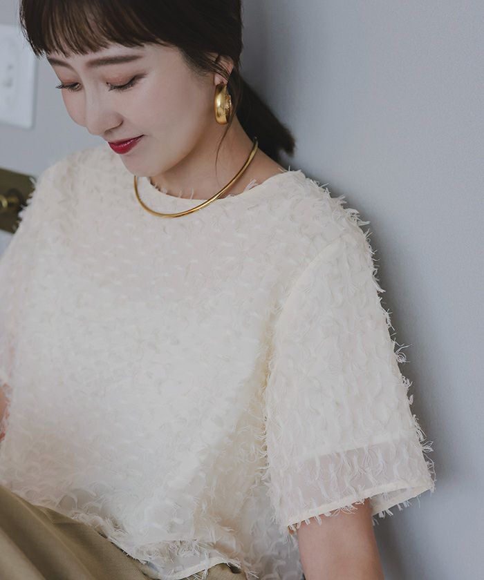 バックゴールド釦ジャガードトップス【メール便可／100】 | titivate