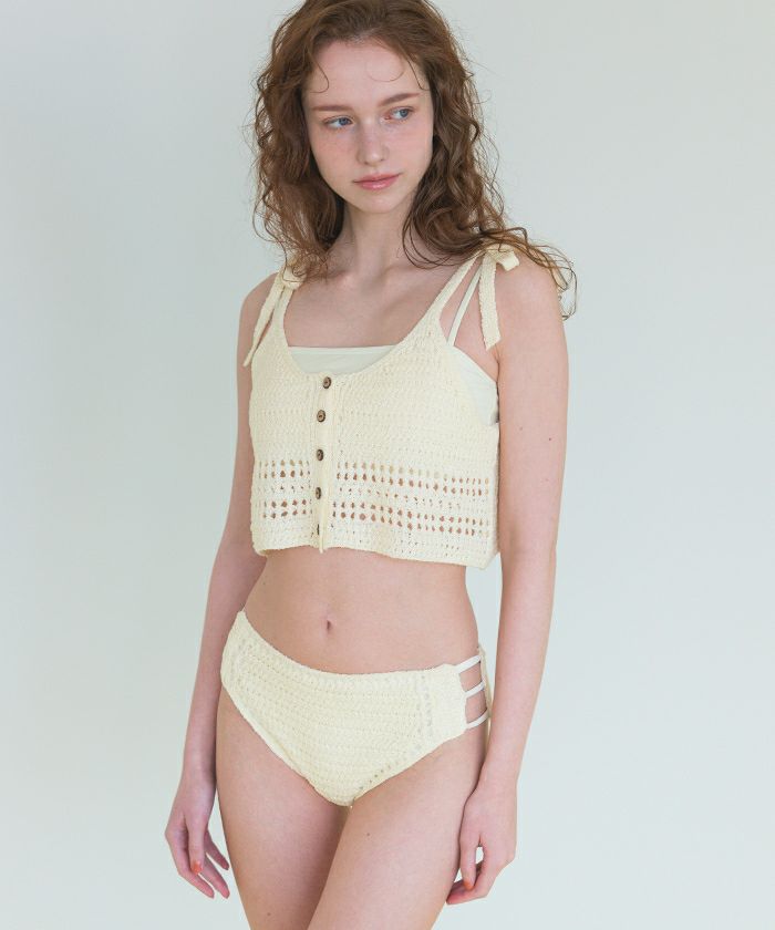 ニットキャミソール付異素材ビキニ/セット水着【SEADRESS シードレス