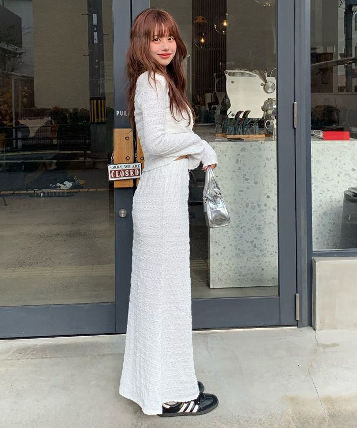 リボンデザインジャガードトップス【メール便可／100】 | titivate