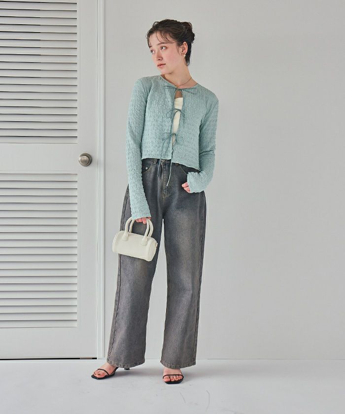 リボンデザインジャガードトップス【メール便可／100】 | titivate