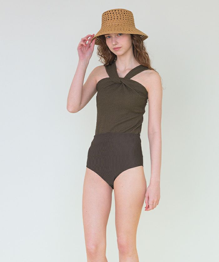 ツイストノースリーブハイウエストビキニ/セット水着【SEADRESS