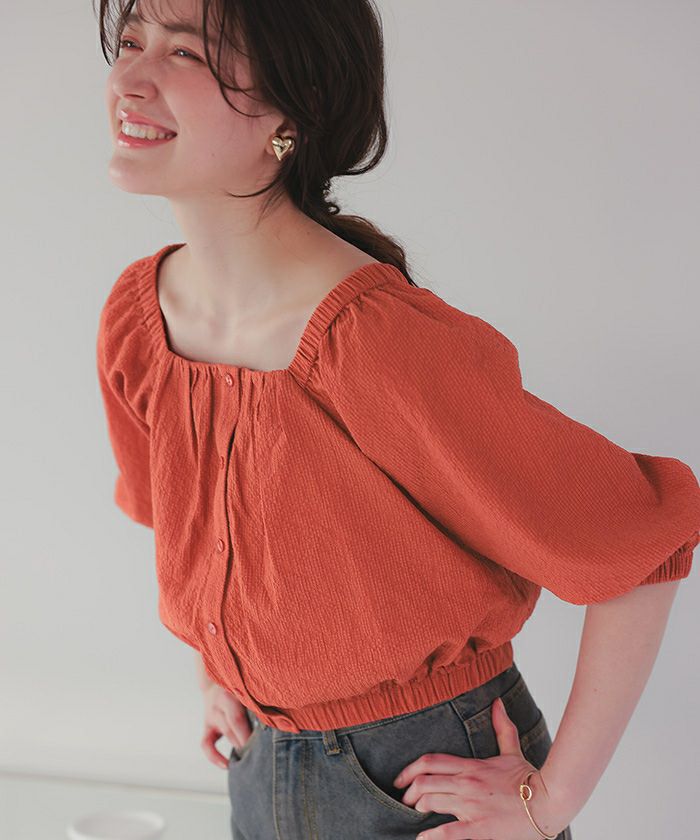 スクエアネックパフシルエットトップス | titivate