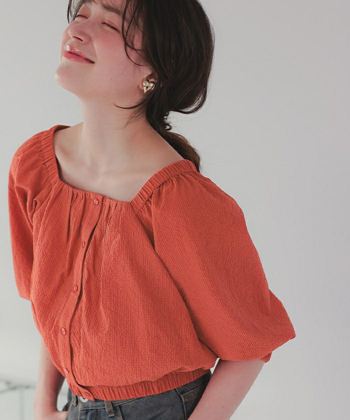 スクエアネックパフシルエットトップス | titivate