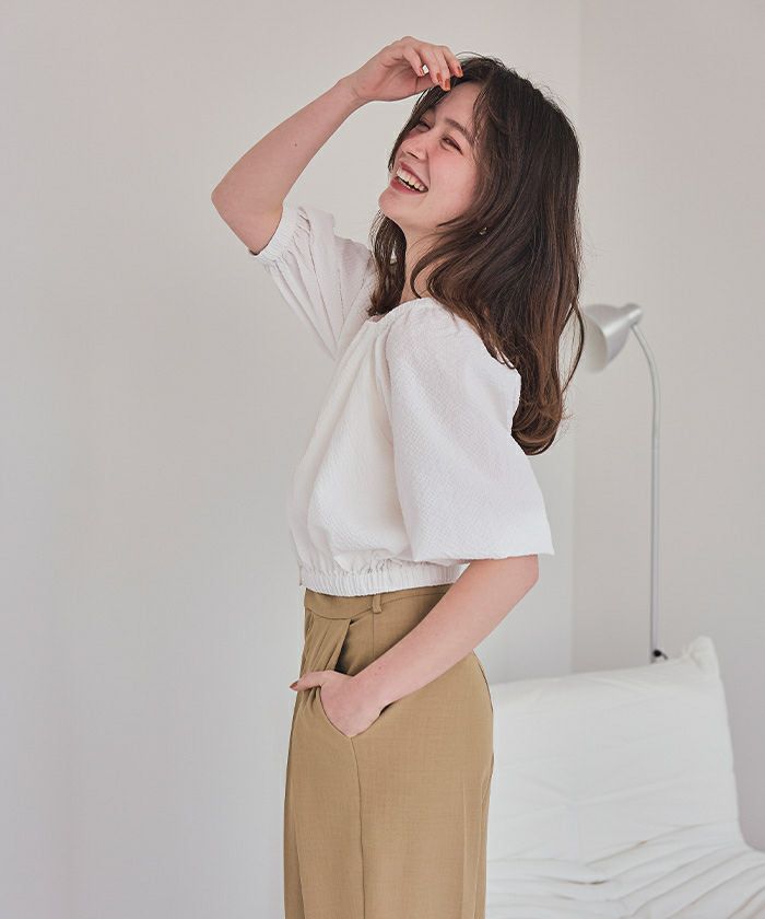 スクエアネックパフシルエットトップス | titivate