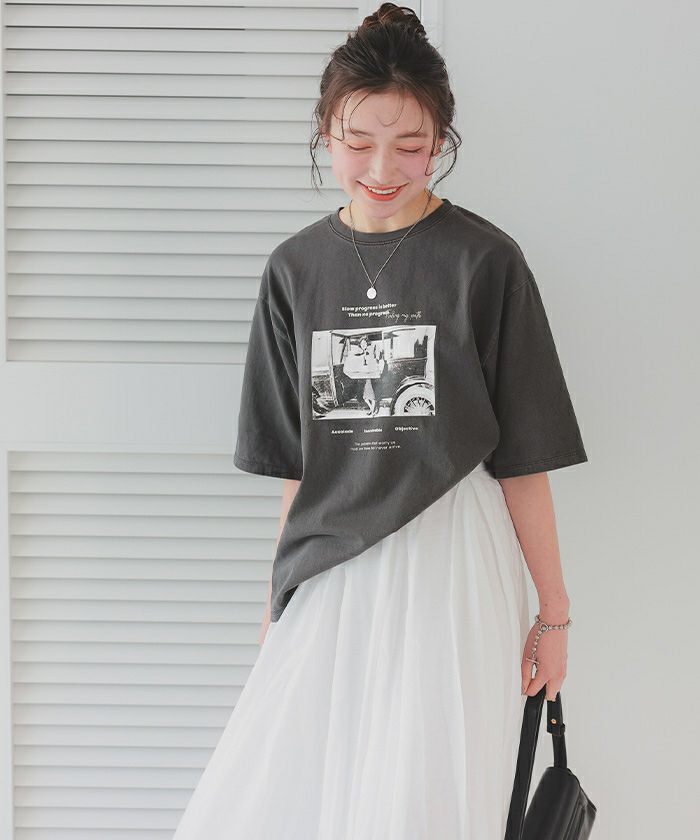 オーバーサイズピグメントフォトプリントTシャツ【メール便可
