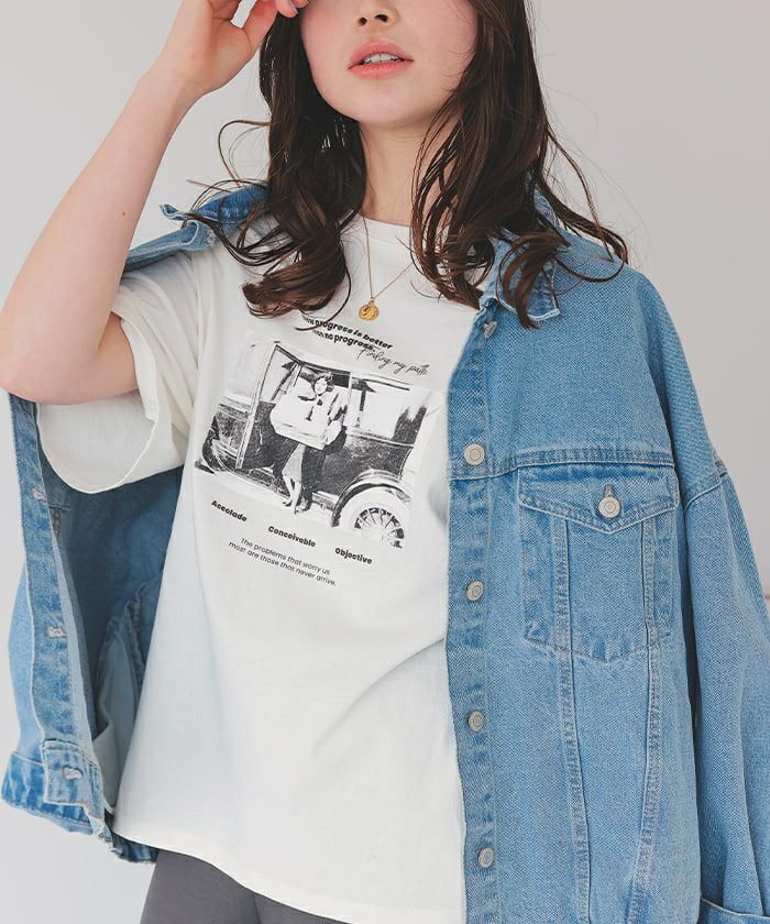 オーバーサイズピグメントフォトプリントTシャツ【メール便可／100