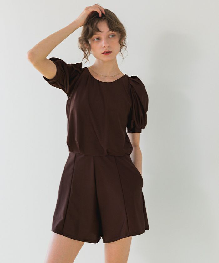 バックオープンパフスリーブオールインワン/水着【SEADRESS シードレス