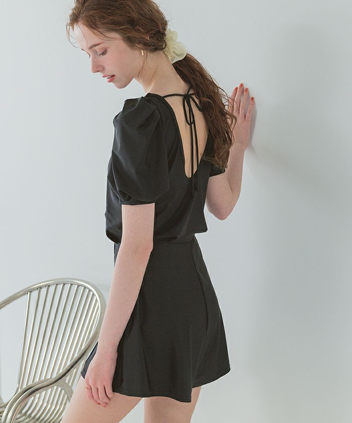 バックオープンパフスリーブオールインワン/水着【SEADRESS シードレス