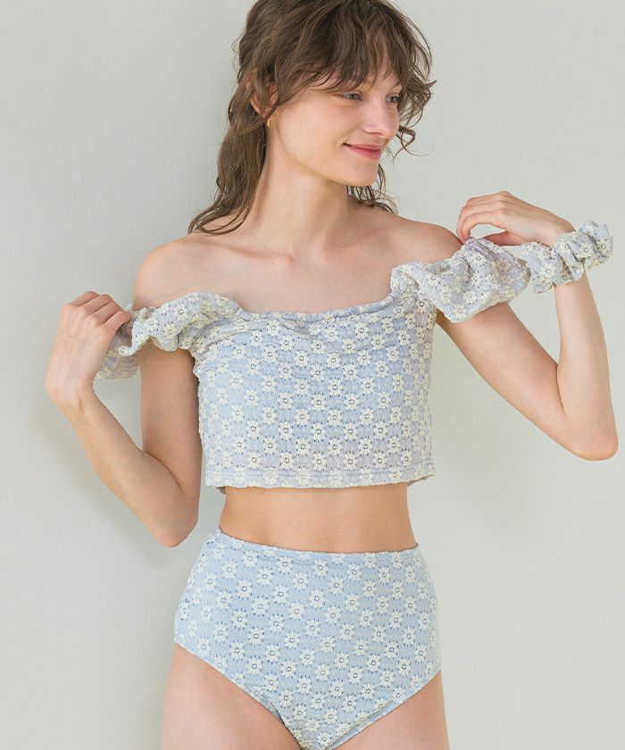 シュシュ付レースオフショルダービキニ/セット水着【SEADRESS
